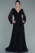 Длинное Вечернее Платье Черный ABU2111