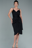 Короткое Атласное Платье Черный ABK1416
