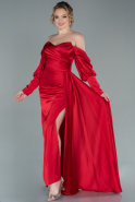Длинное Атласное Выпускное Платье красный ABU2402