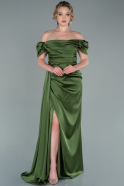 Длинное Атласное Платье Для Помолвки Темно-зеленый ABU1606