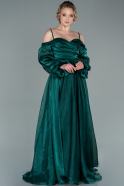 Длинное Вечернее Платье Изумрудно-зеленый ABU2403
