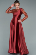 Длинное Атласное Вечернее Платье Цвет корицы ABU2382