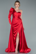 Длинное Атласное Вечернее Платье красный ABU1715
