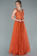 Длинное Вечернее Платье Оранжевый ABU2389