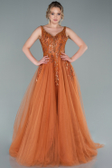 Длинное Вечернее Платье Оранжевый ABU2424
