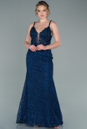 Длинное Вечернее Платье Русалка Темно-синий ABU2277