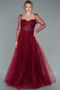 Длинное Вечернее Платье Бордовый ABU2408