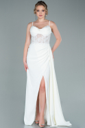 Длинное Вечернее Платье Из Кружева Белый ABU2411