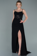 Длинное Вечернее Платье Из Кружева Черный ABU2411