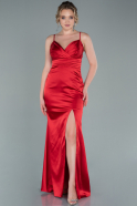 Длинное Атласное Выпускное Платье красный ABU2412