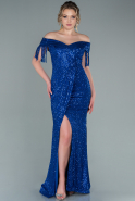 Длинное Вечернее Платье Ярко-синий ABU1744