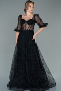 Длинное Вечернее Платье Черный ABU2413