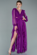 Длинное Шифоновое Выпускное Платье Пурпурный ABU1536