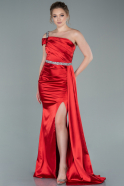 Длинное Атласное Вечернее Платье красный ABU2363