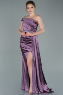 Длинное Атласное Вечернее Платье Лавандовый ABU2363