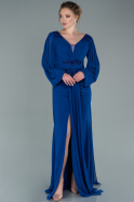 Длинное Шифоновое Вечернее Платье Ярко-синий ABU2365
