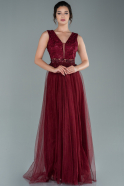 Длинное Вечернее Платье Бордовый ABU1540