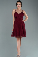 Короткое Ночное Платье Из Кружева Бордовый ABK1417