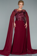 Большое Шифоновое Вечернее Платье Бордовый ABU1701