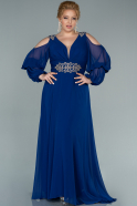 Длинное Шифоновое Вечернее Платье Ярко-синий ABU2432