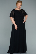Длинное Шифоновое Вечернее Платье Черный ABU2437