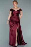 Большое Атласное Платье Бордовый ABU2370