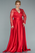 Большое Атласное Платье красный ABU2439