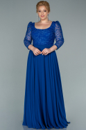 Длинное Шифоновое Вечернее Платье Ярко-синий ABU2420