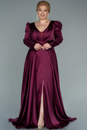 Длинное Атласное Вечернее Платье Вишневый ABU2440
