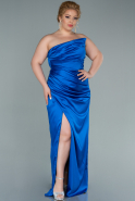 Большое Атласное Платье Ярко-синий ABU2442