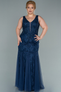 Большое Длинное Кружевное Платье Темно-синий ABU2423