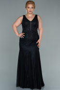 Большое Длинное Кружевное Платье Черный ABU2423