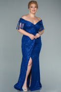 Длинное Свободное Вечернее Платье Ярко-синий ABU1745