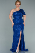 Длинное Свободное Вечернее Платье Ярко-синий ABU1893