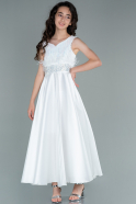 Длинное Девичье Платье Белый ABU2449