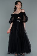 Длинное Девичье Платье Черный ABU2451