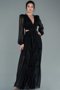 Длинное Вечернее Платье Черный ABU2372