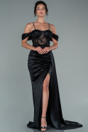 Длинное Вечернее Платье Черный ABU2459