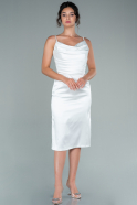 Короткое Атласное Платье Белый ABK1100