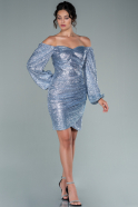 Короткое Ночное Платье Со Чешуей Светло-синий ABK1440