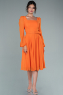 Миди Шифоновое Платье На Приглашение Оранжевый ABK1441