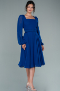 Миди Шифоновое Платье На Приглашение Ярко-синий ABK1441