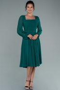 Миди Шифоновое Платье На Приглашение Изумрудно-зеленый ABK1441