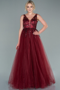 Длинное Вечернее Платье Бордовый ABU2469