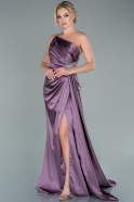 Длинное Атласное Вечернее Платье Лавандовый ABU2465