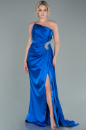 Длинное Атласное Вечернее Платье Ярко-синий ABU2465