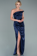 Длинное Атласное Платье Для Помолвки Темно-синий ABU2460