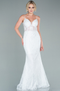 Длинное Вечернее Платье Из Кружева Белый ABU2473