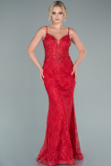 Длинное Вечернее Платье Из Кружева красный ABU2473