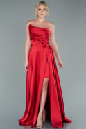 Длинное Атласное Выпускное Платье красный ABU2474